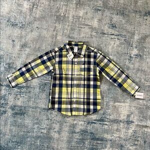 NWT! Carter's Blue Yellow Dinosaur Long Sleeve Button Down Shirt 4T